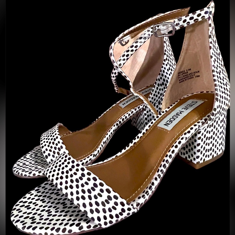 Steve Madden Ankle Strap Irenee Block Heels. Polka Dots. New in box.